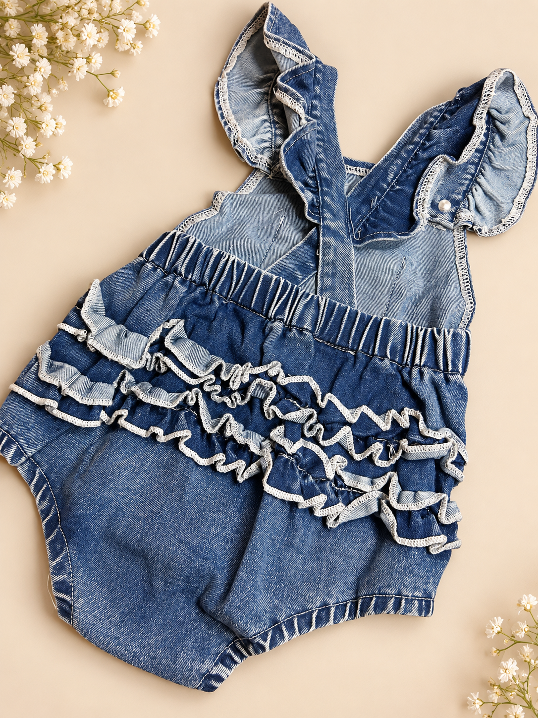 Raimbow denim romper 🌈