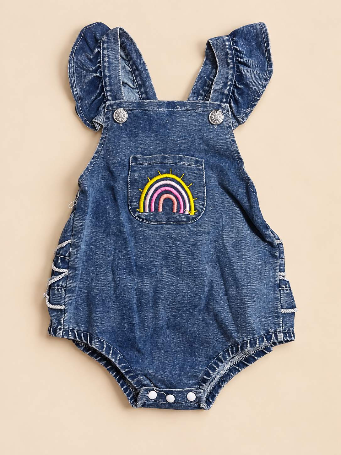 Raimbow denim romper 🌈